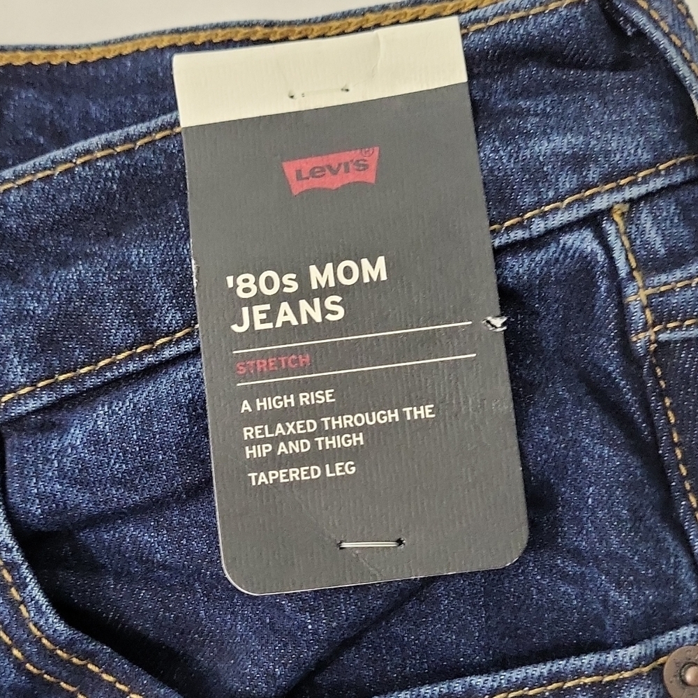 Levi's Premium Mom Jeans Relaxed Fit High Rise Stretch Blue Dark Wash Women's - Picture 7 of 16